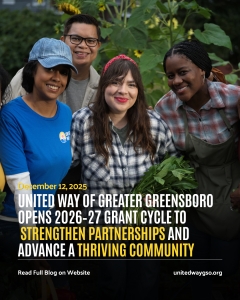 Diverse group volunteering with a headline announcement